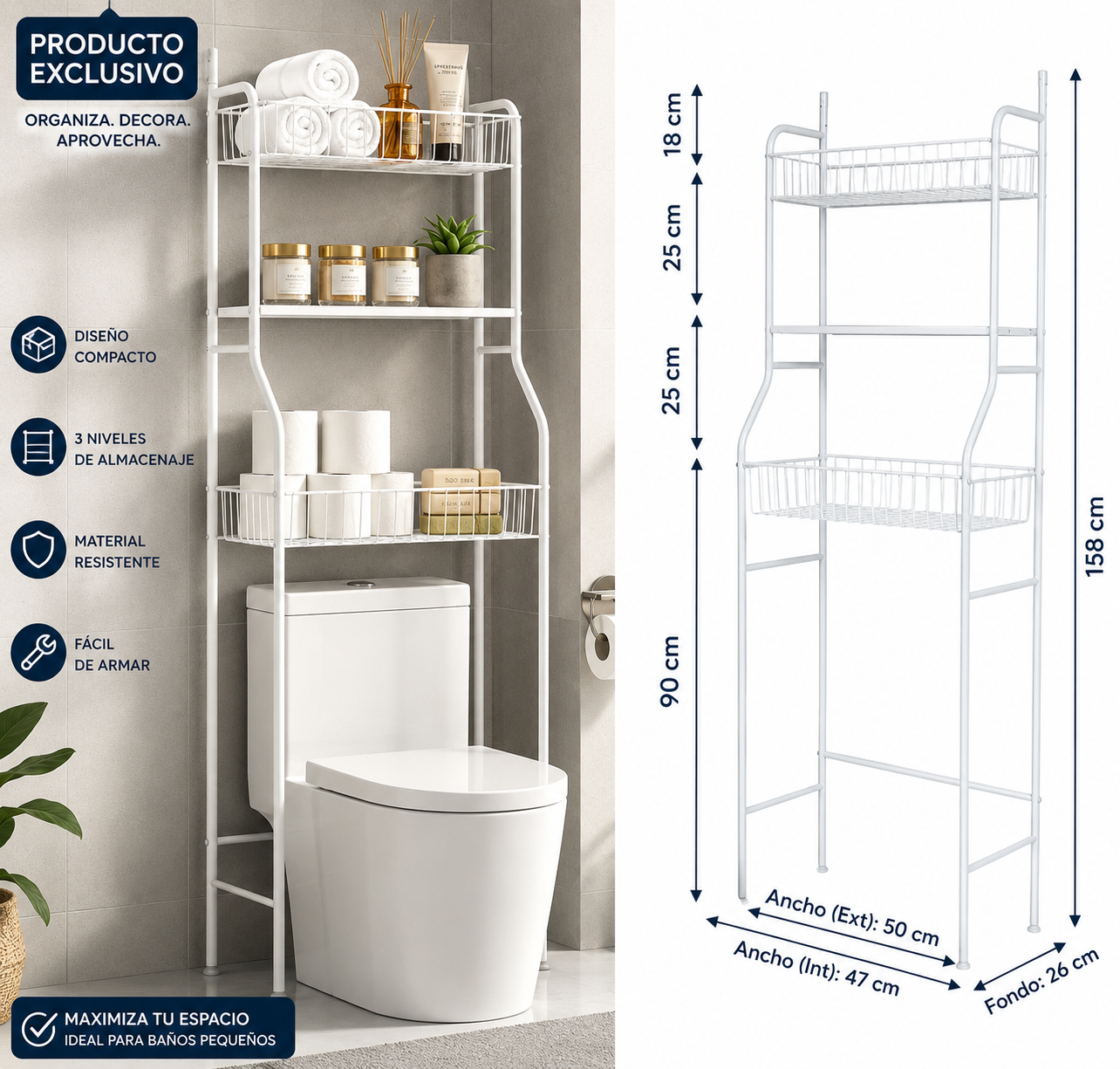 Estante Organizador De Baño-3 Niveles